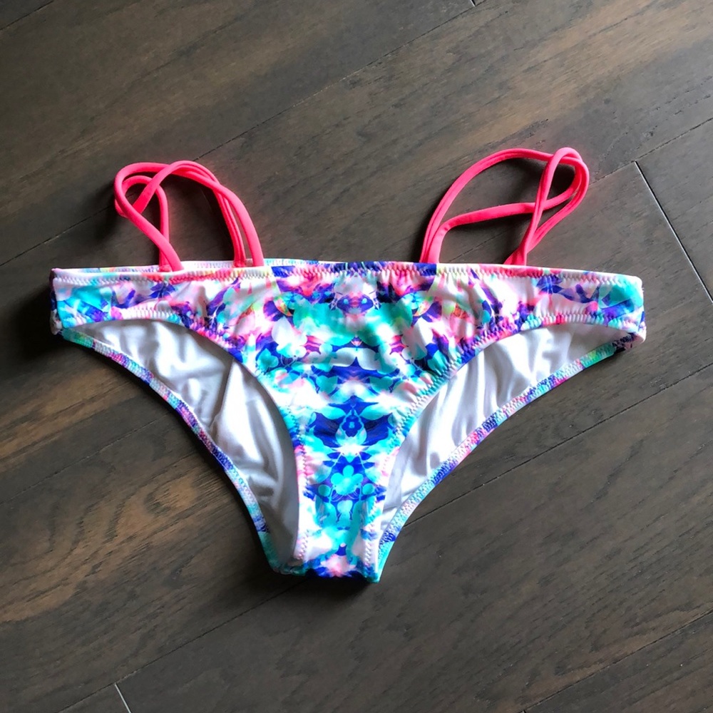 Neon floral print bikini bottoms